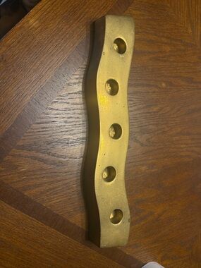 Crate & Barrel Solid Brass Flat Wavy 5 Candle Holder